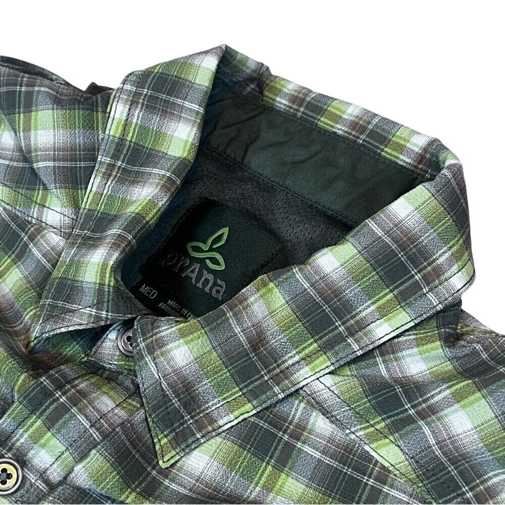 Prana Green Plaid Men's Shirt Breathe M Med Medium